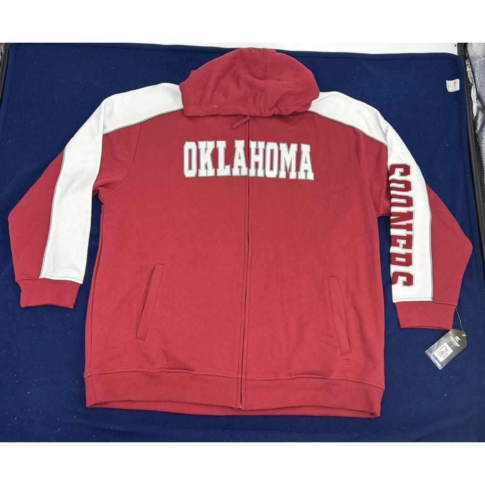 Oklahoma Sooners Jacket Men 2XL Crimson White‎ Colosseum Full Zip Hooded NEW